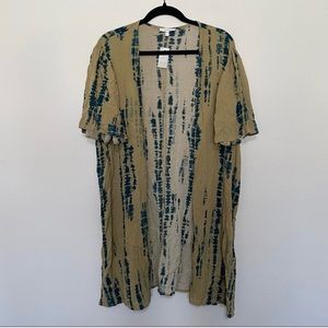 Maurice’s Gold & Navy Tie Dye Short Sleeve Cardigan L